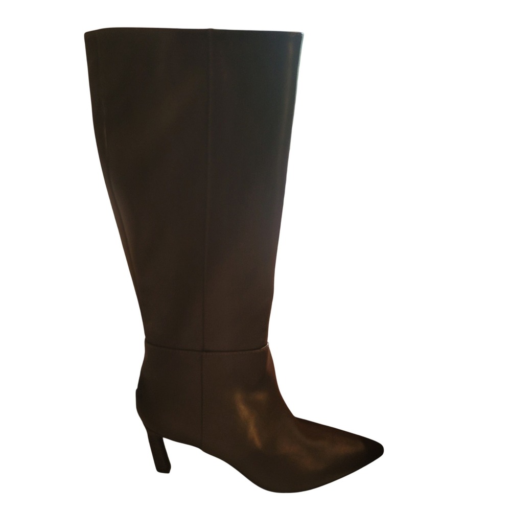 NWT Brown Tall Knee High Pointed Toe Kitten Heel Boots Womens 9.5‎ Unisa Lilane